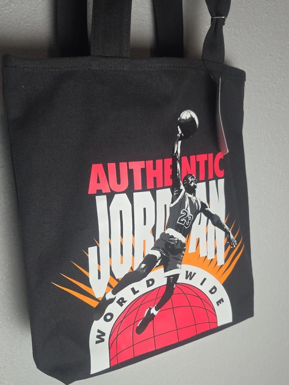 Jordan Black Tote with Red and Orange Graphic NWT